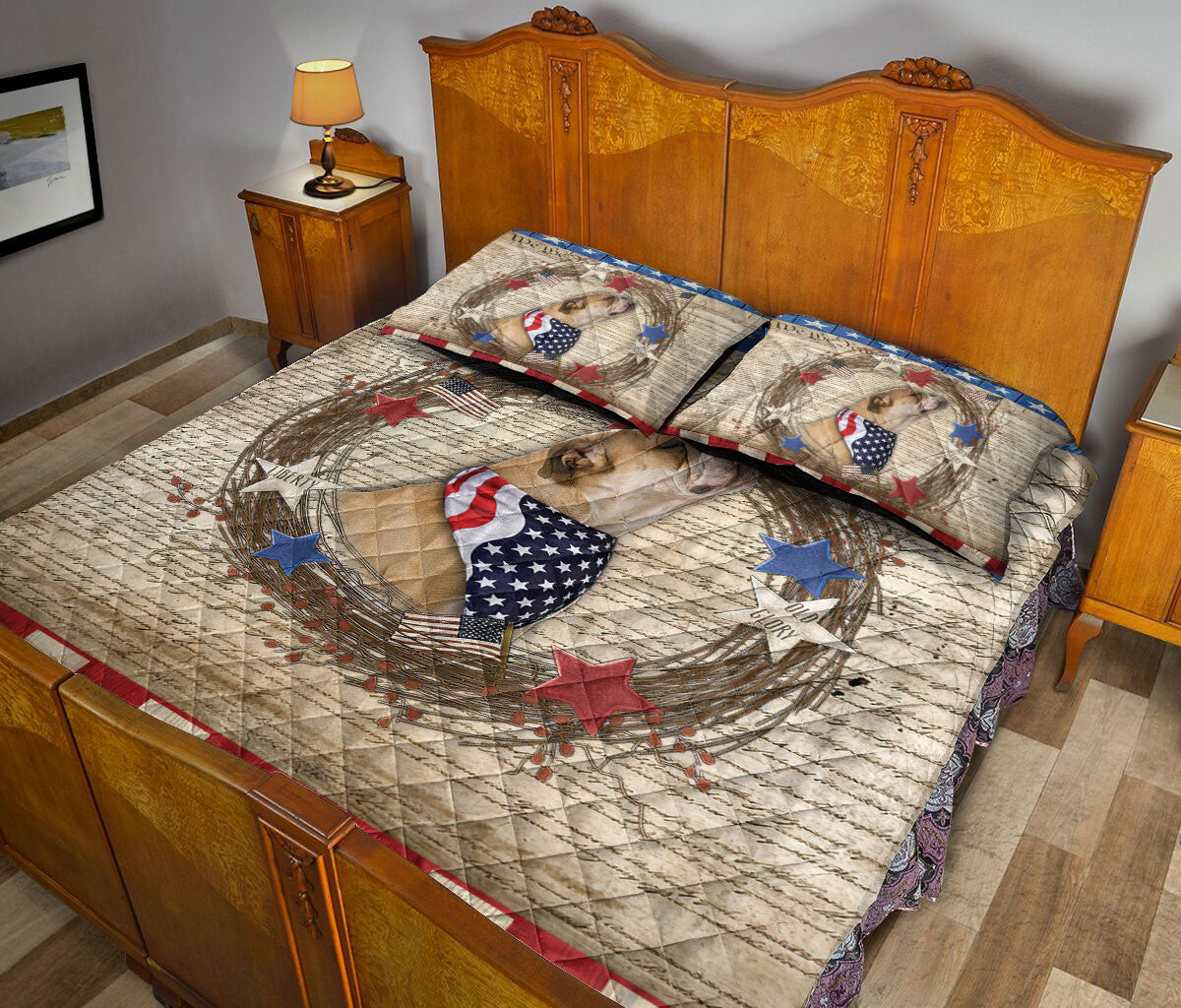 Ohaprints-Quilt-Bed-Set-Pillowcase-Bulldog-Vintage-Animal-Pet-Dog-We-The-People-Patriotic-Blanket-Bedspread-Bedding-2563-Queen (80'' x 90'')