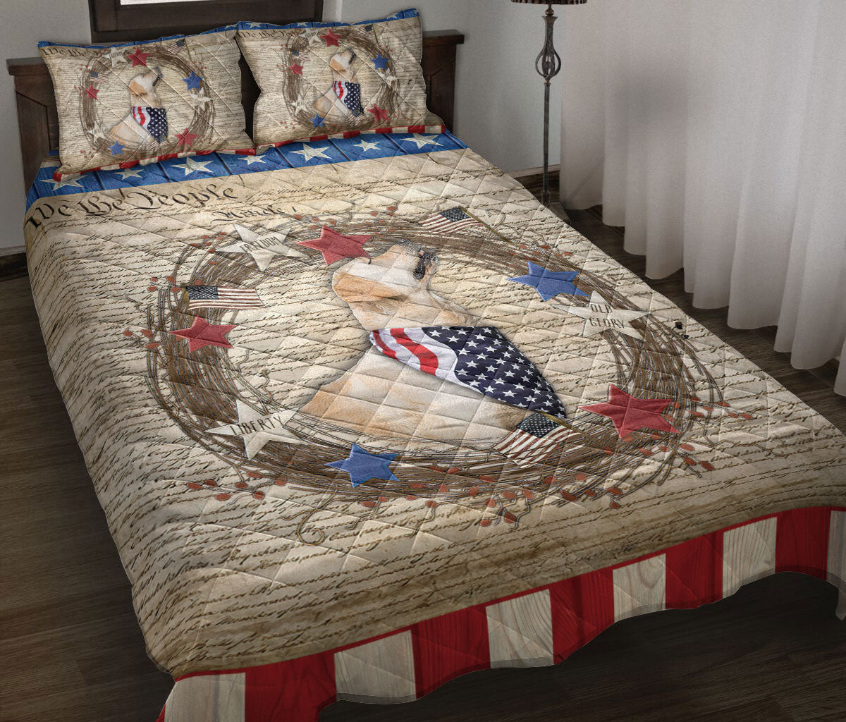 Ohaprints-Quilt-Bed-Set-Pillowcase-Golden-Retriever-Vintage-Animal-Pet-Dog-We-The-People-Patriotic-Blanket-Bedspread-Bedding-1384-Throw (55'' x 60'')