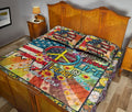 Ohaprints-Quilt-Bed-Set-Pillowcase-America-Sunflower-Peace-Life-Tie-Dye-Hippie-Trippy-Custom-Personalized-Name-Blanket-Bedspread-Bedding-2565-Queen (80'' x 90'')