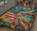 Ohaprints-Quilt-Bed-Set-Pillowcase-America-Sunflower-Peace-Life-Tie-Dye-Hippie-Trippy-Custom-Personalized-Name-Blanket-Bedspread-Bedding-2565-King (90'' x 100'')