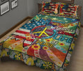 Ohaprints-Quilt-Bed-Set-Pillowcase-America-Sunflower-Peace-Sign-Life-Tie-Dye-Colorful-Hippie-Trippy-Boho-Blanket-Bedspread-Bedding-696-King (90'' x 100'')