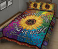 Ohaprints-Quilt-Bed-Set-Pillowcase-Sunflower-Peace-Tie-Dye-Colorful-Hippie-Trippy-Boho-Custom-Personalized-Name-Blanket-Bedspread-Bedding-215-King (90'' x 100'')