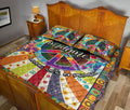Ohaprints-Quilt-Bed-Set-Pillowcase-Flower-Floral-Peace-Sign-Life-Tie-Dye-Colorful-Hippie-Trippy-Boho-Blanket-Bedspread-Bedding-1901-Queen (80'' x 90'')