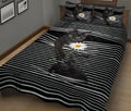 Ohaprints-Quilt-Bed-Set-Pillowcase-Black-Cat-White-Daisy-Striped-Pattern-Animal-Pet-Lover-Blanket-Bedspread-Bedding-2566-King (90'' x 100'')