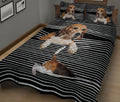 Ohaprints-Quilt-Bed-Set-Pillowcase-Beagle-Striped-Pattern-Black-Striped-Pattern-Animal-Pet-Dog-Blanket-Bedspread-Bedding-1087-King (90'' x 100'')