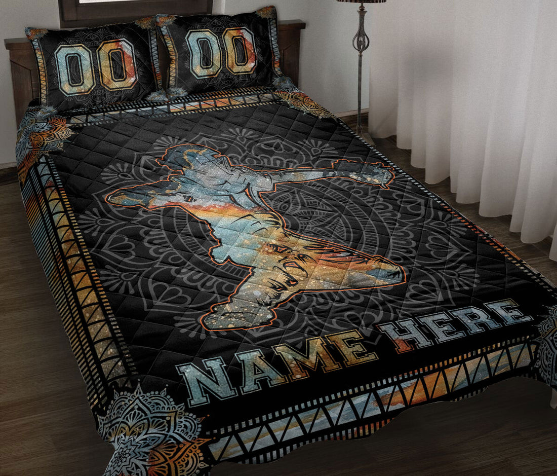 Ohaprints-Quilt-Bed-Set-Pillowcase-Mandala-Baseball-Catcher-Boy-Player-Black-Custom-Personalized-Name-Number-Blanket-Bedspread-Bedding-3224-Throw (55'' x 60'')