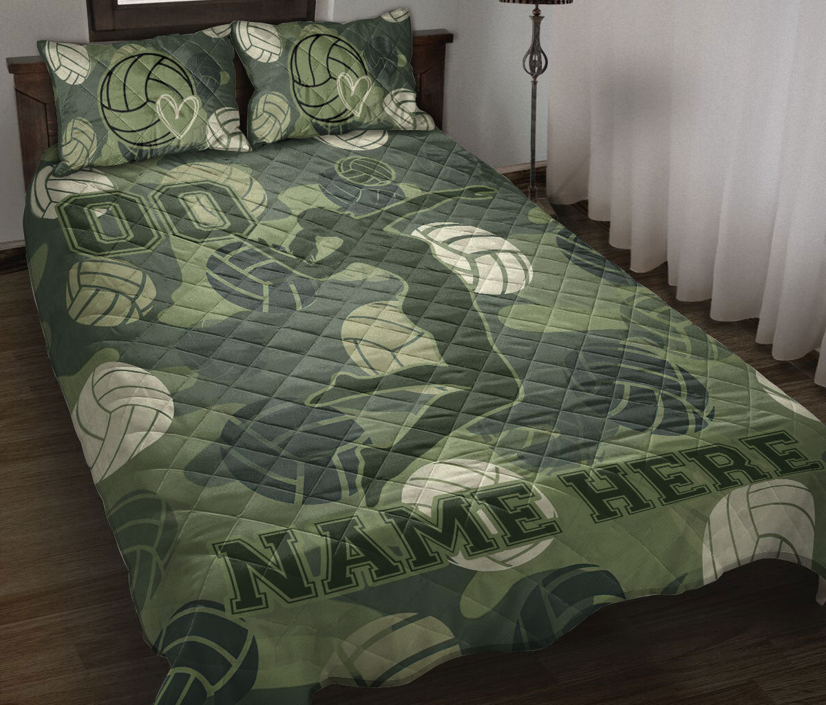 Ohaprints-Quilt-Bed-Set-Pillowcase-Volleyball-Girl-Ball-Fan-Camouflage-Custom-Personalized-Name-Number-Blanket-Bedspread-Bedding-3437-Throw (55'' x 60'')