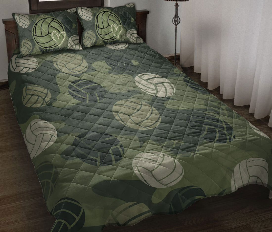 Ohaprints-Quilt-Bed-Set-Pillowcase-Volleyball-Ball-Green-Camoflage-Pattern-Player-Fan-Unique-Gift-Idea-Blanket-Bedspread-Bedding-3438-Throw (55'' x 60'')