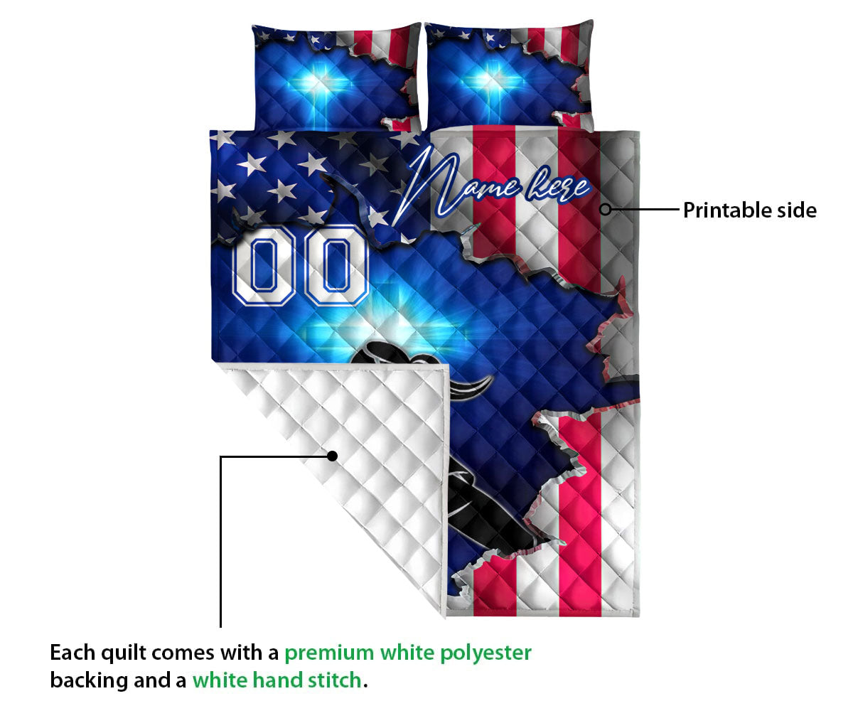 Ohaprints-Quilt-Bed-Set-Pillowcase-Christian-Volleyball-Girl-Us-Flag-Custom-Personalized-Name-Number-Blanket-Bedspread-Bedding-3439-Queen (80'' x 90'')