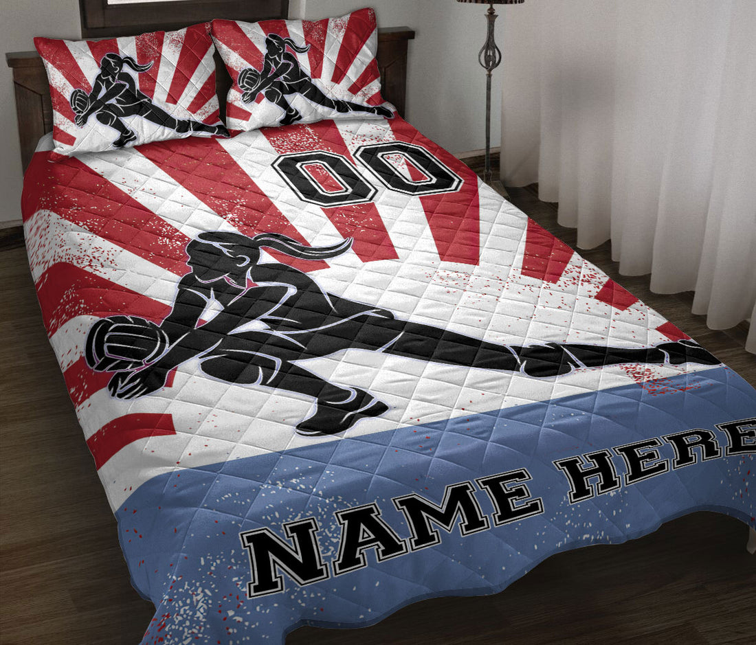 Ohaprints-Quilt-Bed-Set-Pillowcase-Volleyball-Girl-Player-Fan-Gift-Idea-Custom-Personalized-Name-Number-Blanket-Bedspread-Bedding-3440-Throw (55'' x 60'')