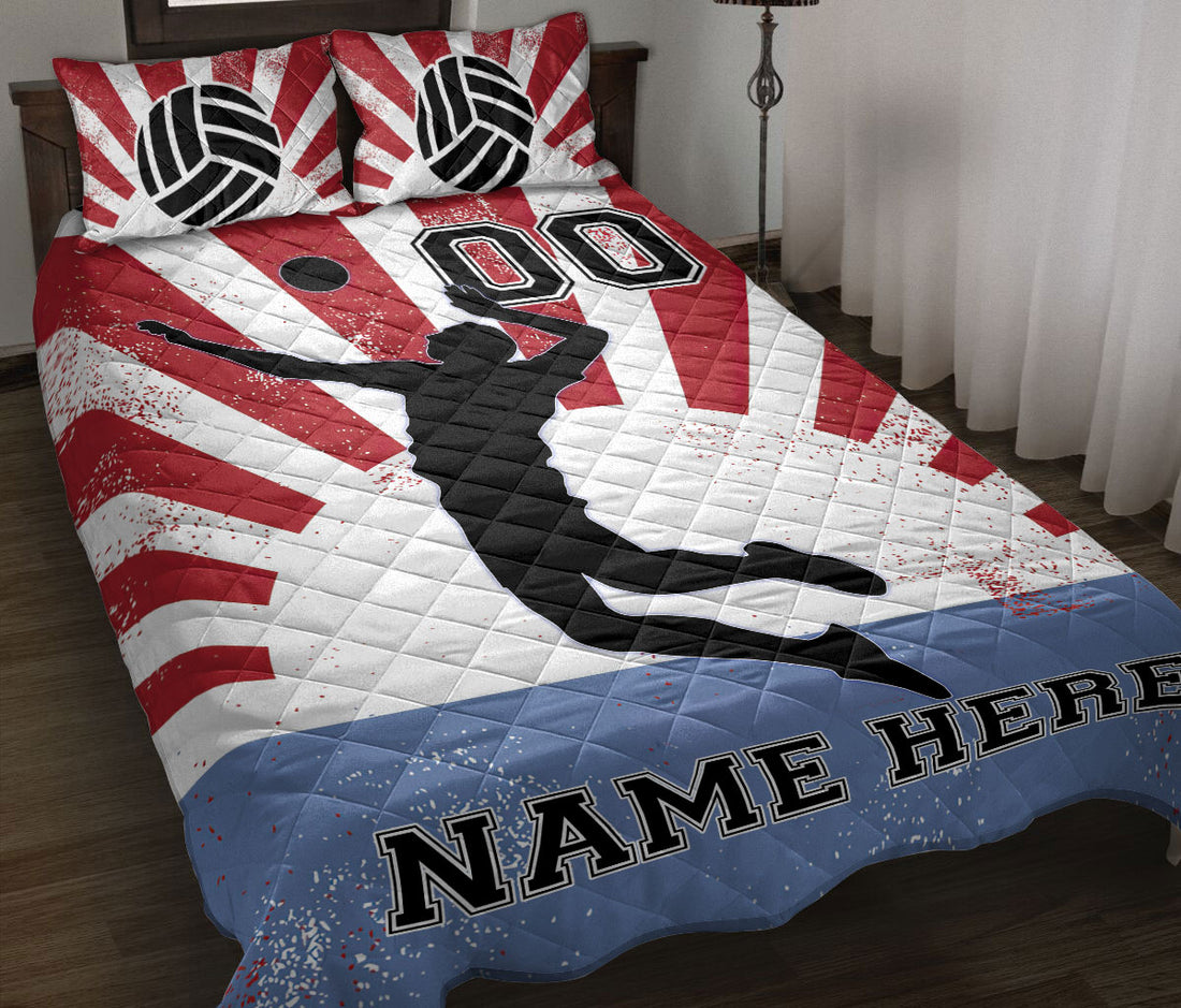 Ohaprints-Quilt-Bed-Set-Pillowcase-Volleyball-Boy-Player-Fan-Gift-Idea-Custom-Personalized-Name-Number-Blanket-Bedspread-Bedding-3441-Throw (55'' x 60'')