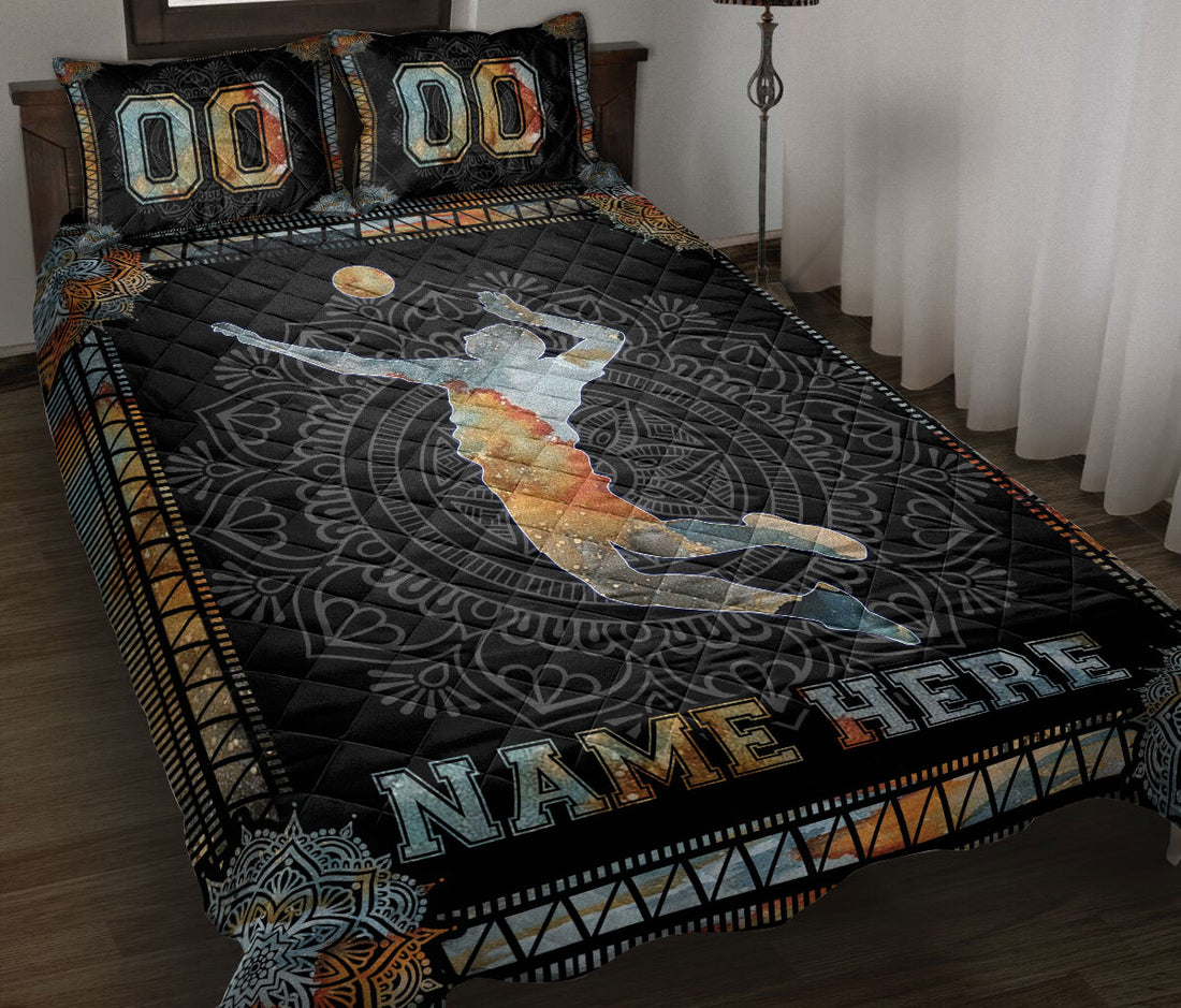 Ohaprints-Quilt-Bed-Set-Pillowcase-Mandala-Volleyball-Boy-Gift-Black-Custom-Personalized-Name-Number-Blanket-Bedspread-Bedding-3442-Throw (55'' x 60'')
