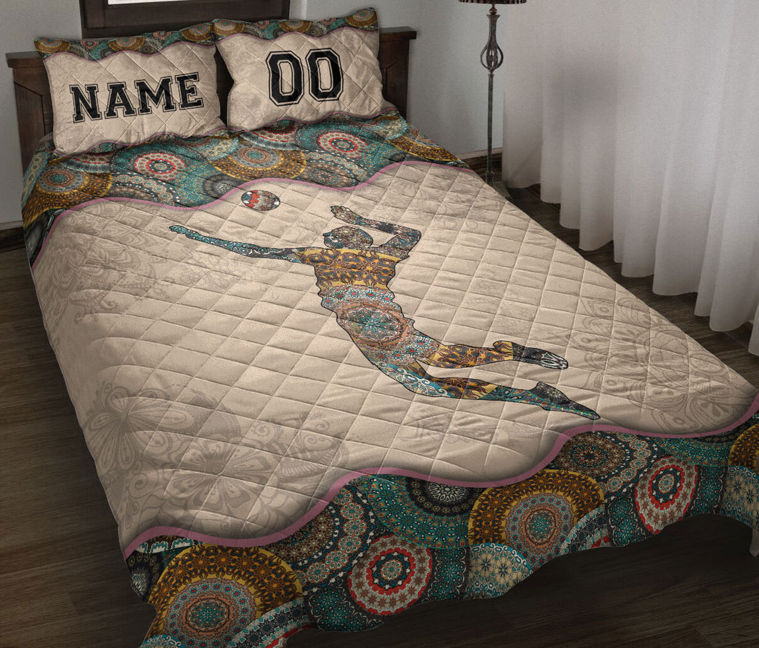 Ohaprints-Quilt-Bed-Set-Pillowcase-Mandala-Volleyball-Boy-Vintage-Idea-Custom-Personalized-Name-Number-Blanket-Bedspread-Bedding-3446-Throw (55'' x 60'')