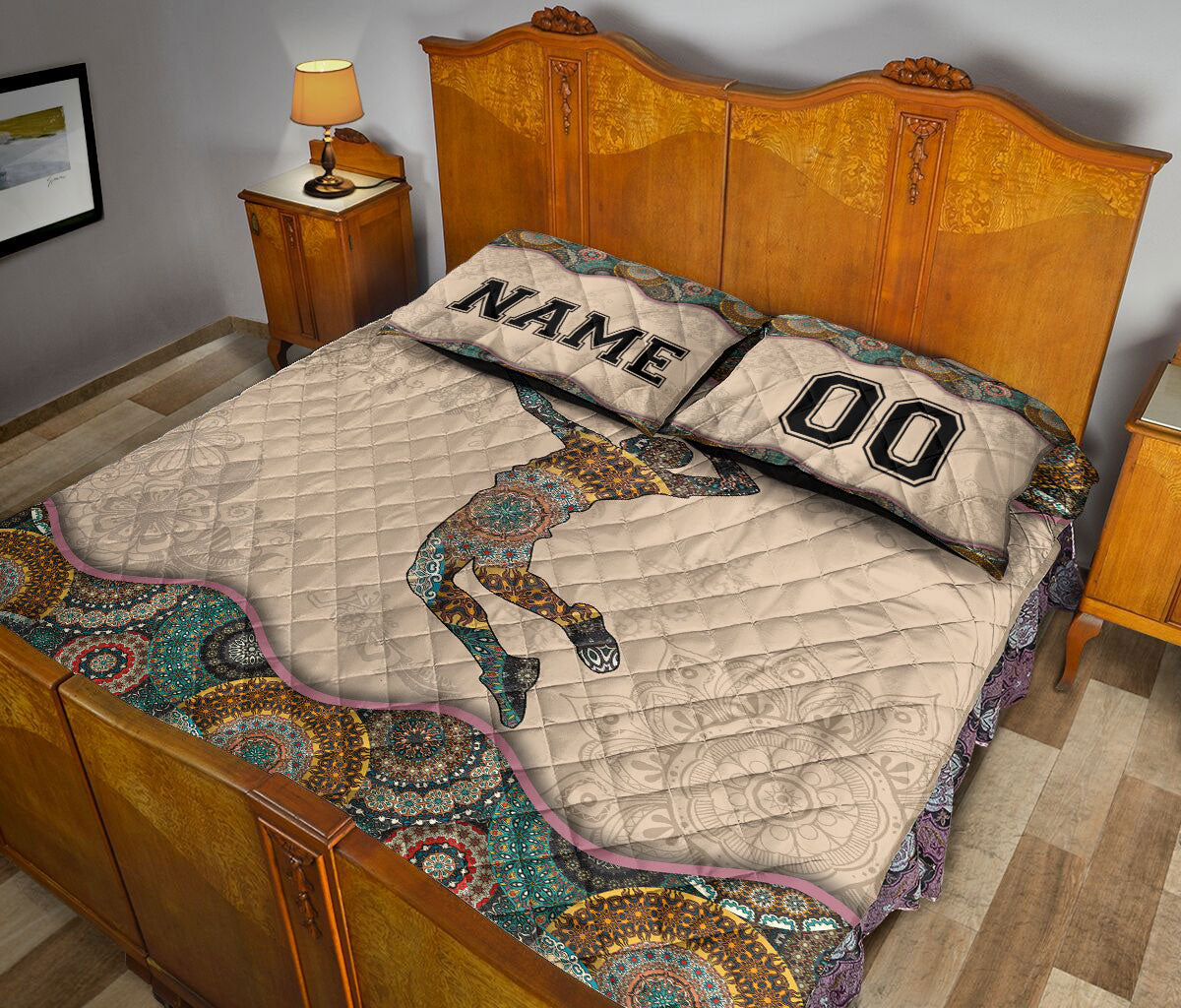 Ohaprints-Quilt-Bed-Set-Pillowcase-Mandala-Volleyball-Boy-Vintage-Idea-Custom-Personalized-Name-Number-Blanket-Bedspread-Bedding-3446-King (90'' x 100'')