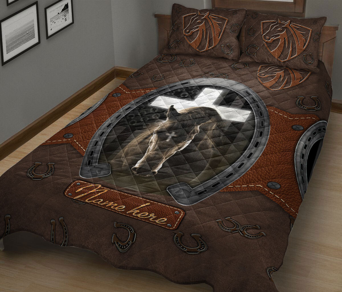 Ohaprints-Quilt-Bed-Set-Pillowcase-Horse-Horseshoe-Cross-Cowboy-Cow-Girl-Farm-Animal-Custom-Personalized-Name-Blanket-Bedspread-Bedding-1977-King (90'' x 100'')