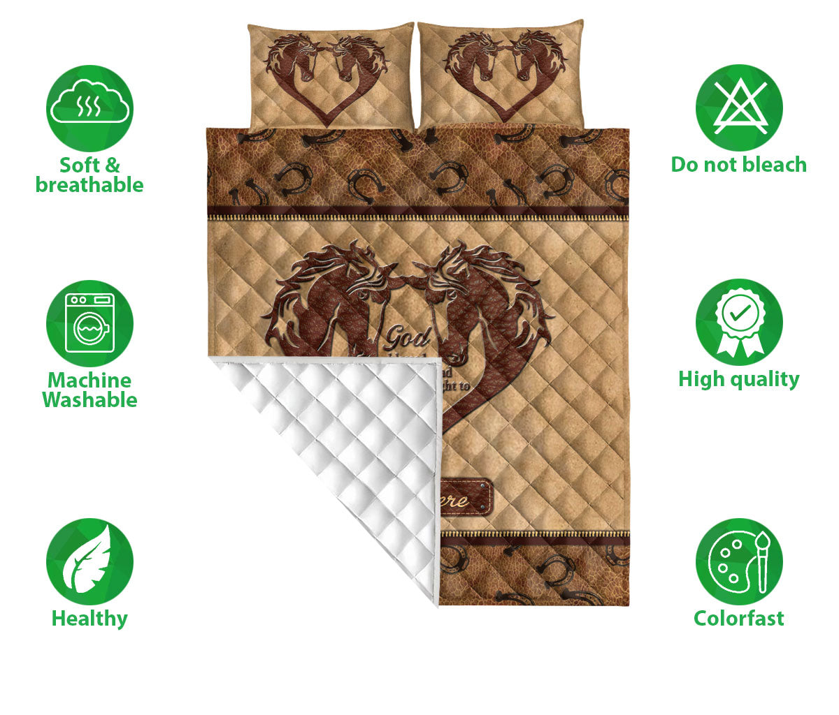 Ohaprints-Quilt-Bed-Set-Pillowcase-Horse-Cowboy-Cowgirl-Couple-Farm-Animal-Valetine-Custom-Personalized-Name-Blanket-Bedspread-Bedding-2569-Double (70'' x 80'')