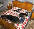 Ohaprints-Quilt-Bed-Set-Pillowcase-American-Us-Flag-Patriotic-Black-Dachshund-Animal-Pet-Dog-Lover-Blanket-Bedspread-Bedding-2571-Queen (80'' x 90'')