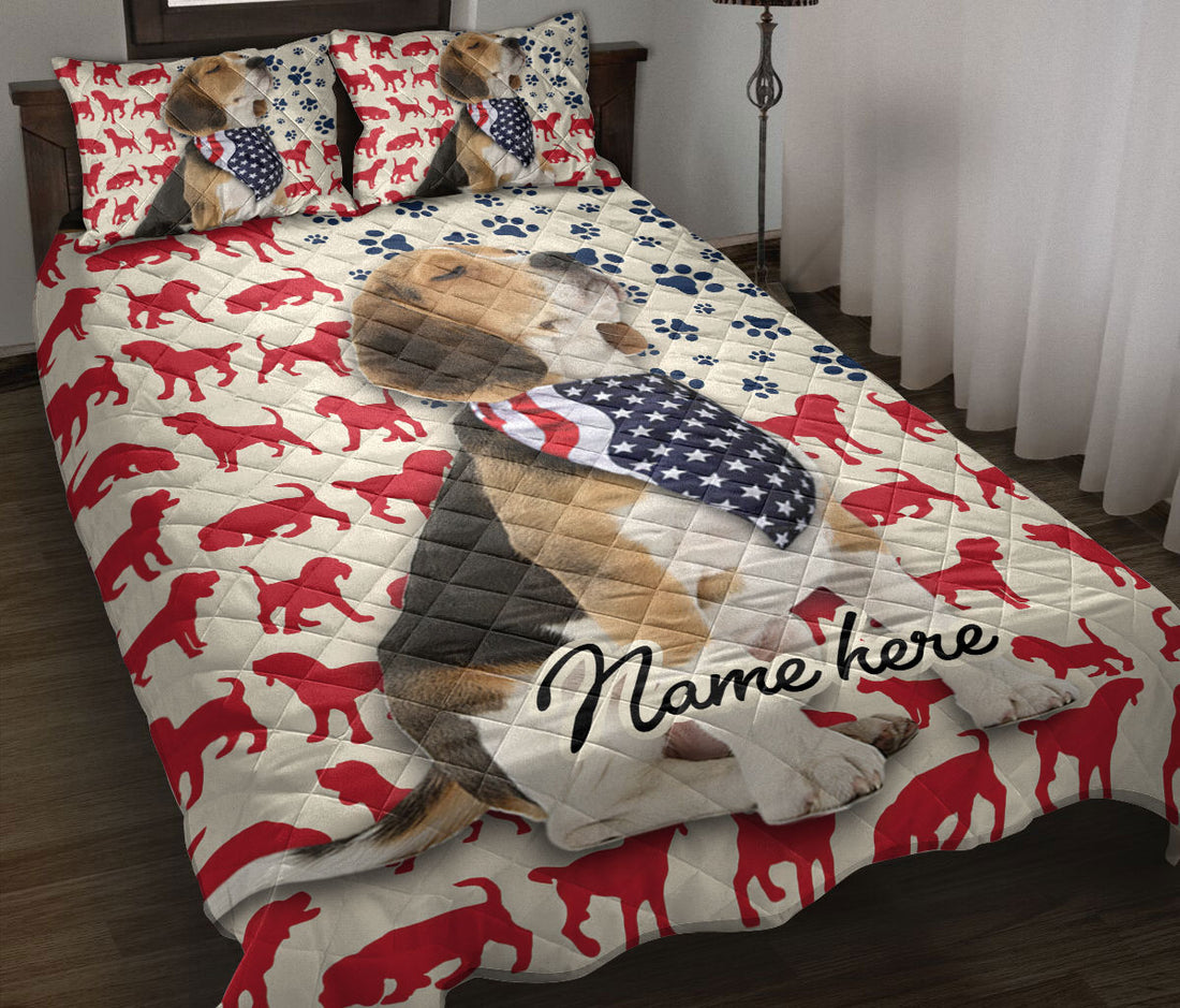 Ohaprints-Quilt-Bed-Set-Pillowcase-American-Flag-Patriotic-Beagle-Animal-Pet-Dog-Lover-Custom-Personalized-Name-Blanket-Bedspread-Bedding-812-Throw (55'' x 60'')