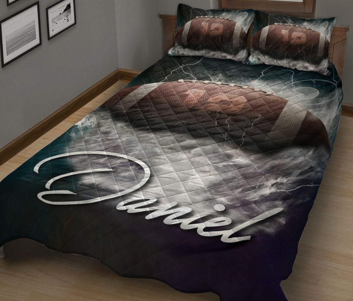 Ohaprints-Quilt-Bed-Set-Pillowcase-Football-Smoke-To-My-Son-Thunderballs-Custom-Personalized-Name-Number-Blanket-Bedspread-Bedding-324-King (90'' x 100'')