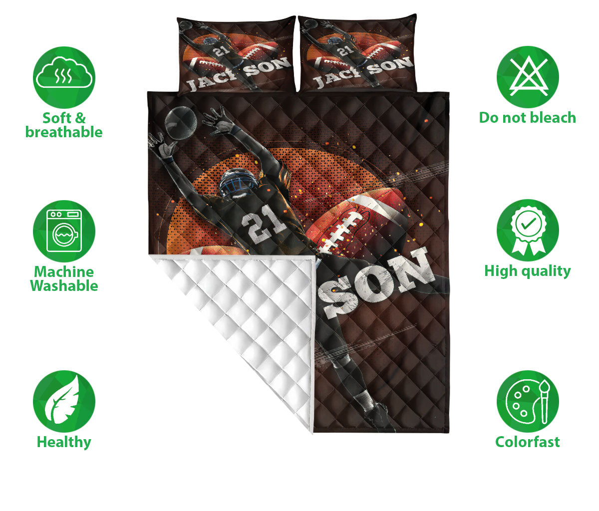 Ohaprints-Quilt-Bed-Set-Pillowcase-Football-Catch-Interception-Fans-Lover-Gift-Custom-Personalized-Name-Number-Blanket-Bedspread-Bedding-1496-Double (70'' x 80'')
