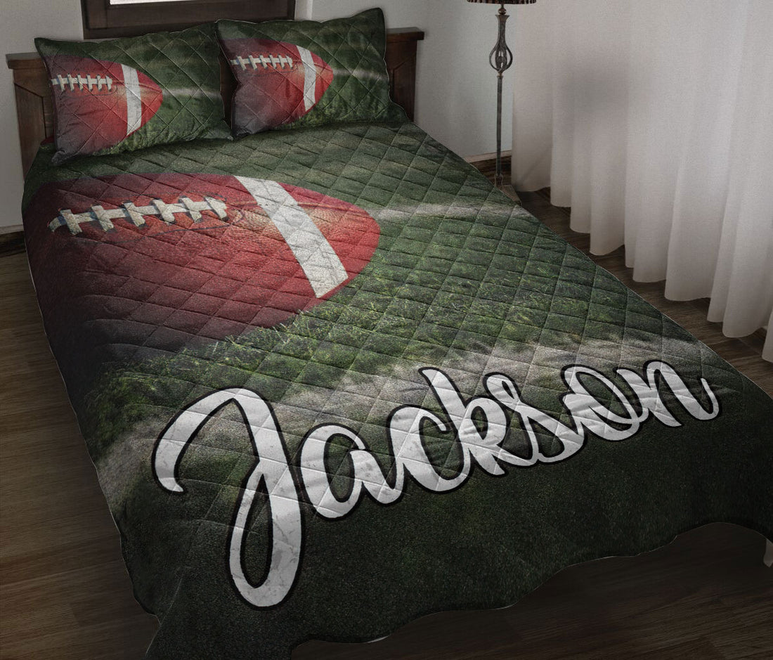 Ohaprints-Quilt-Bed-Set-Pillowcase-Football-Field-Sports-Green-Custom-Personalized-Name-Blanket-Bedspread-Bedding-325-Throw (55'' x 60'')