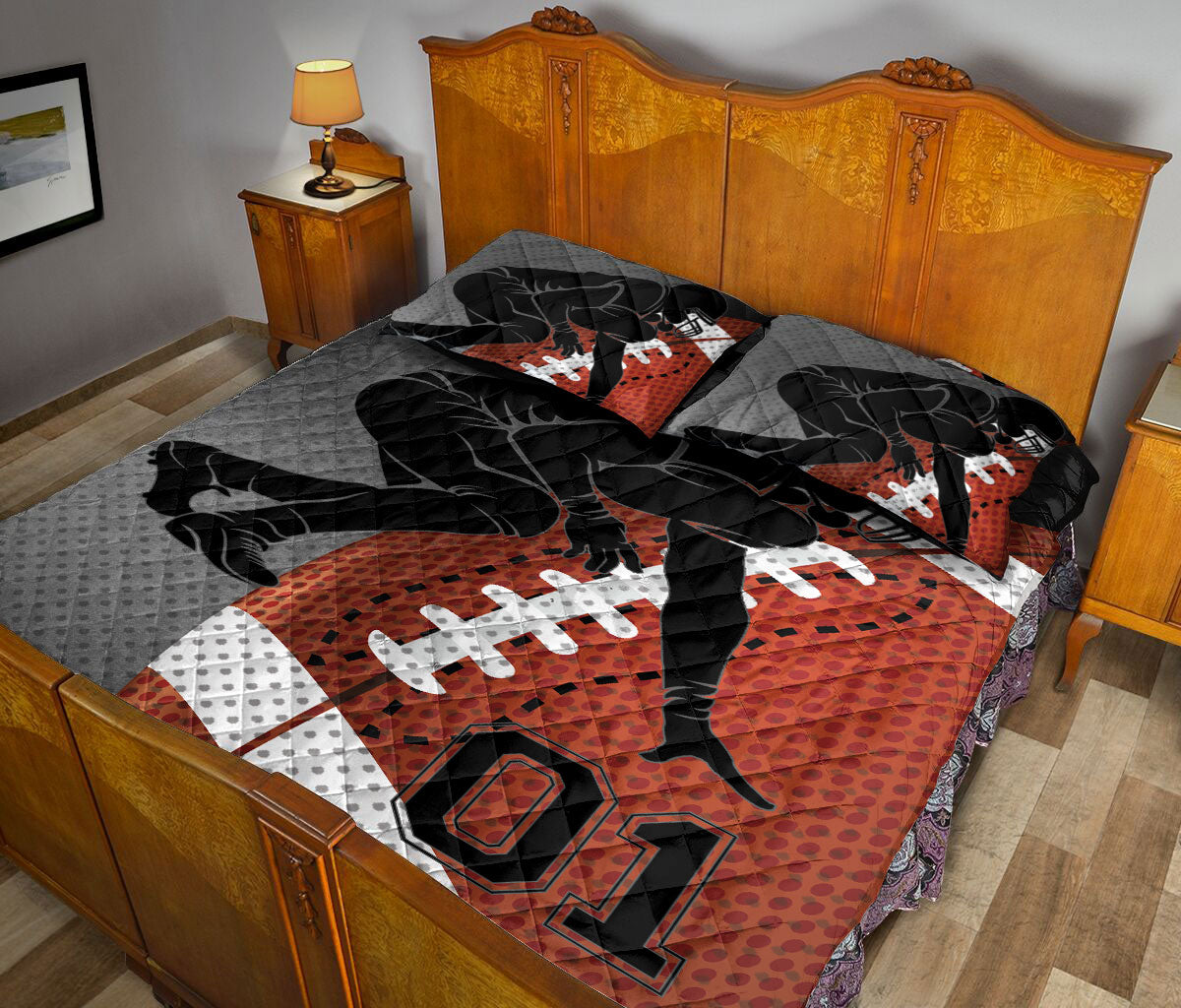 Ohaprints-Quilt-Bed-Set-Pillowcase-Football-Defense-Player-Gift-For-Fan-Lovers-Custom-Personalized-Name-Number-Blanket-Bedspread-Bedding-918-Queen (80'' x 90'')