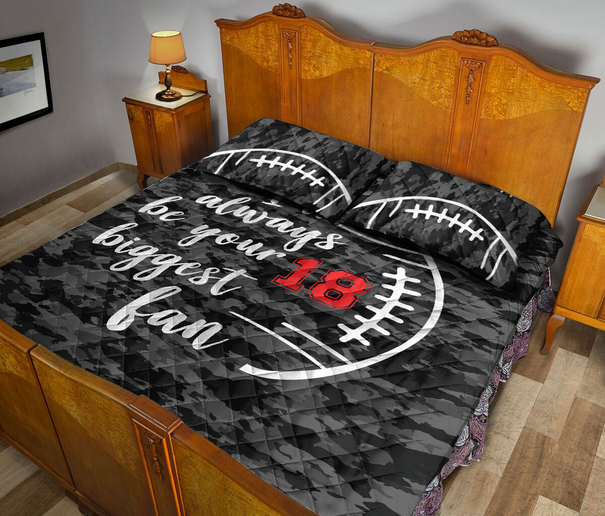 Ohaprints-Quilt-Bed-Set-Pillowcase-Football-Alway-Be-Your-Biggest-Fan-Custom-Personalized-Name-Number-Blanket-Bedspread-Bedding-1498-Queen (80'' x 90'')