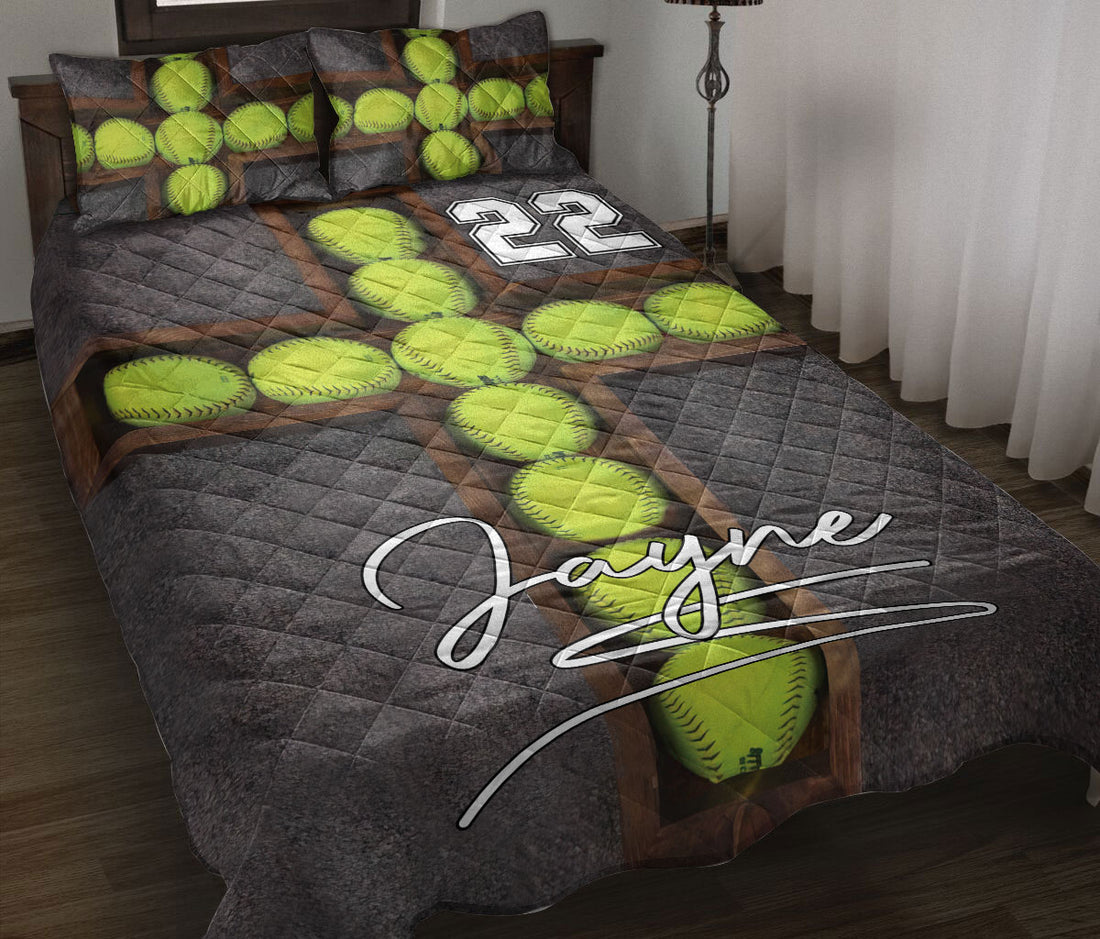 Ohaprints-Quilt-Bed-Set-Pillowcase-Softball-Cross-Ball-Perfect-Gift-Custom-Personalized-Name-Number-Blanket-Bedspread-Bedding-2070-Throw (55'' x 60'')