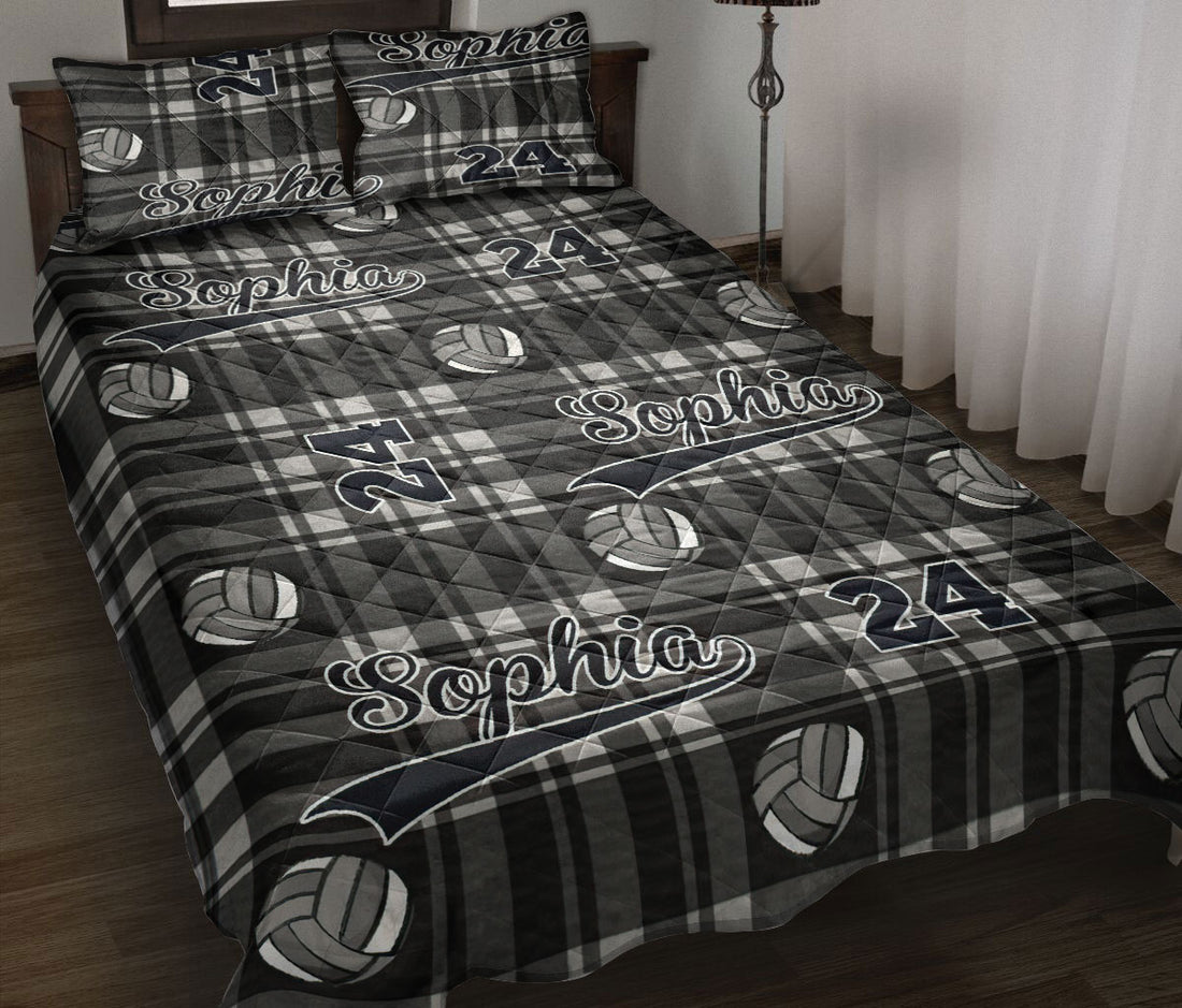 Ohaprints-Quilt-Bed-Set-Pillowcase-Volleyball-Ball-Plaid-For-Teen-Fan-Sport-Lover-Custom-Personalized-Name-Number-Blanket-Bedspread-Bedding-2666-Throw (55'' x 60'')