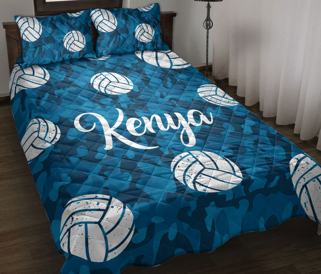 Ohaprints-Quilt-Bed-Set-Pillowcase-Gift-For-Player-Fan-Sport-Blue-Camo-Volleyball-Ball-Custom-Personalized-Name-Blanket-Bedspread-Bedding-2072-Throw (55'' x 60'')