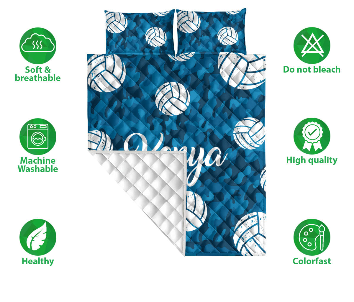 Ohaprints-Quilt-Bed-Set-Pillowcase-Gift-For-Player-Fan-Sport-Blue-Camo-Volleyball-Ball-Custom-Personalized-Name-Blanket-Bedspread-Bedding-2072-Double (70'' x 80'')