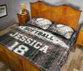 Ohaprints-Quilt-Bed-Set-Pillowcase-Softball-Grey-Plaid-Player-Gift-For-Fan-Lovers-Custom-Personalized-Name-Number-Blanket-Bedspread-Bedding-2667-Queen (80'' x 90'')