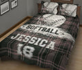 Ohaprints-Quilt-Bed-Set-Pillowcase-Softball-Grey-Plaid-Player-Gift-For-Fan-Lovers-Custom-Personalized-Name-Number-Blanket-Bedspread-Bedding-2667-King (90'' x 100'')