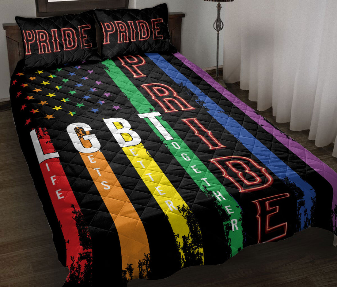 Ohaprints-Quilt-Bed-Set-Pillowcase-Lgbt-Lgbtq-Us-Pride-Flag-Rainbow-Life-Gets-Better-Together-Support-Gift-Blanket-Bedspread-Bedding-912-Throw (55'' x 60'')