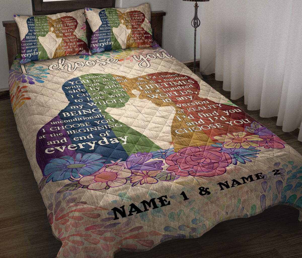 Ohaprints-Quilt-Bed-Set-Pillowcase-Gay-Men-Couple-I-Choose-You-Pride-Love-Gift-Support-Custom-Personalized-Name-Blanket-Bedspread-Bedding-1493-Throw (55'' x 60'')