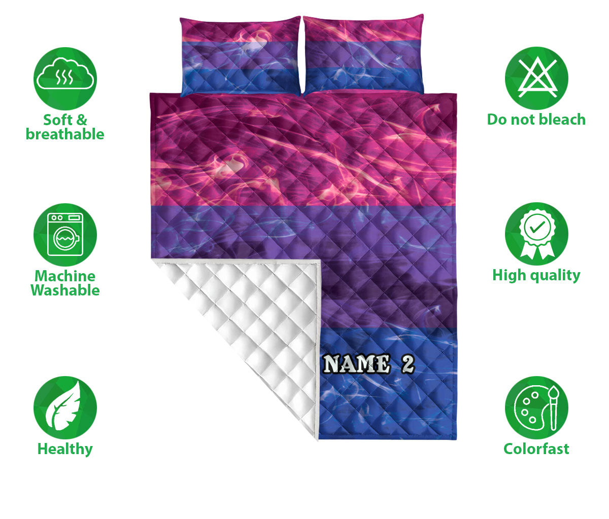 Ohaprints-Quilt-Bed-Set-Pillowcase-Lgbt-Bisexual-Pride-Flag-Smoke-Pattern-Gift-Idea-Custom-Personalized-Name-Blanket-Bedspread-Bedding-2673-Double (70'' x 80'')