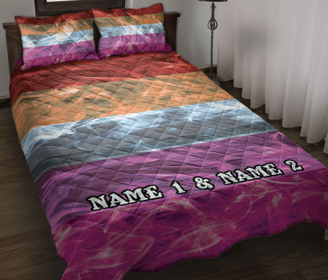 Ohaprints-Quilt-Bed-Set-Pillowcase-Lgbt-Lesbian-Pride-Flag-Smoke-Pattern-Gift-Idea-Custom-Personalized-Name-Blanket-Bedspread-Bedding-322-Throw (55'' x 60'')