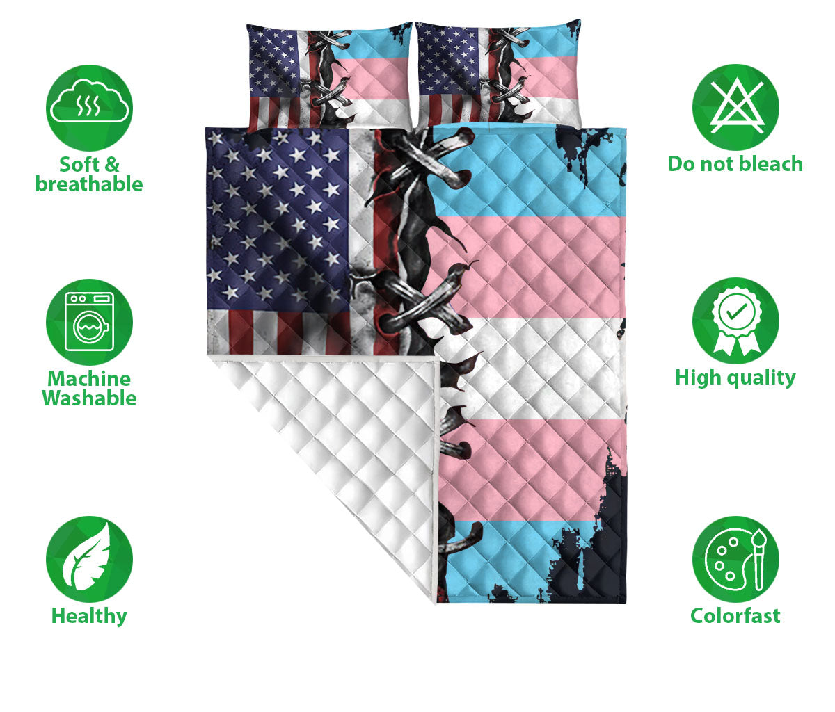 Ohaprints-Quilt-Bed-Set-Pillowcase-America-Us-Transgender-Pride-Flag-Lgbt-Lgbtq-Support-Gift-Idea-Blanket-Bedspread-Bedding-2674-Double (70'' x 80'')