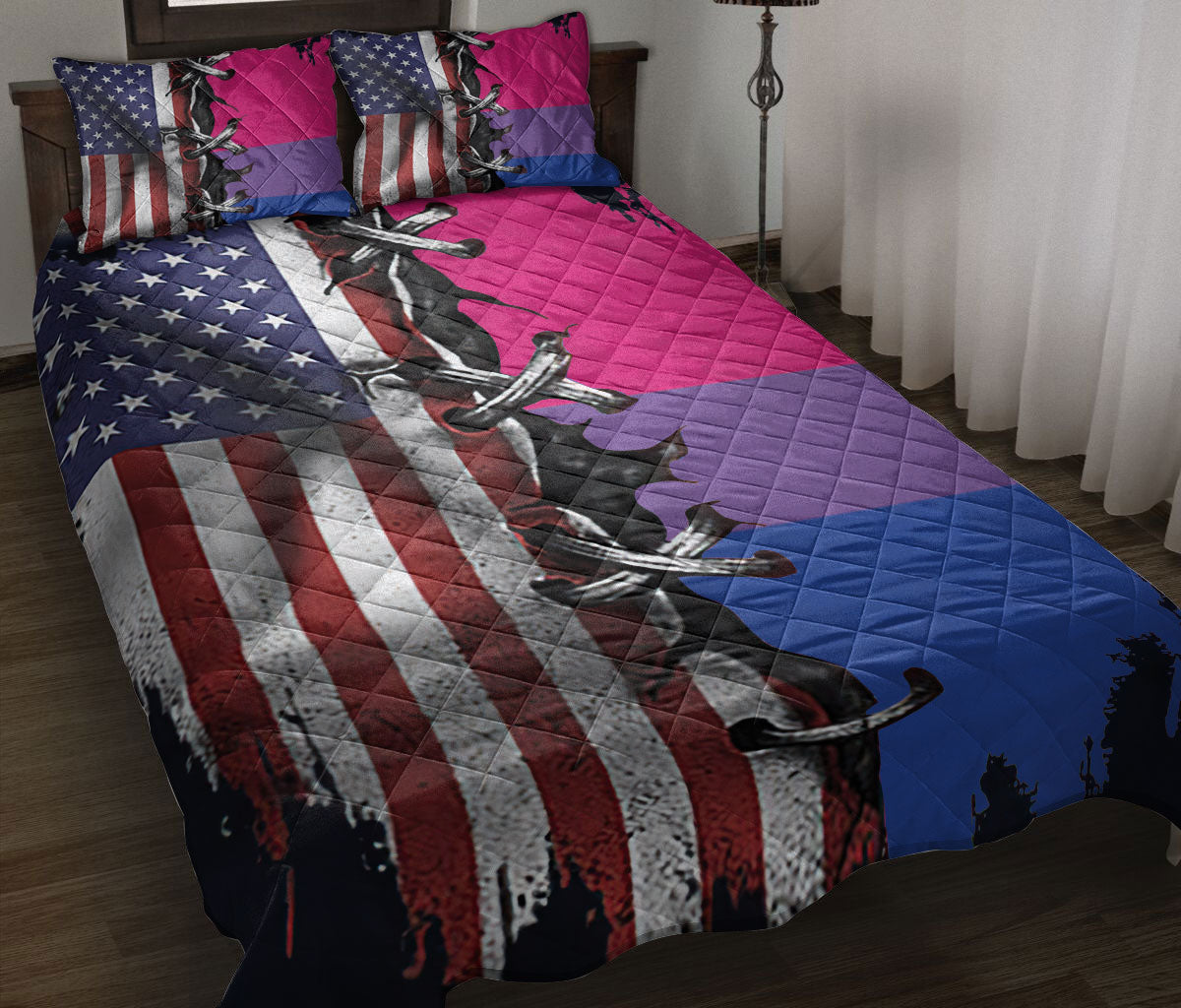Ohaprints-Quilt-Bed-Set-Pillowcase-America-Us-Bisexual-Pride-Flag-Lgbt-Lgbtq-Support-Gift-Idea-Blanket-Bedspread-Bedding-323-Throw (55'' x 60'')