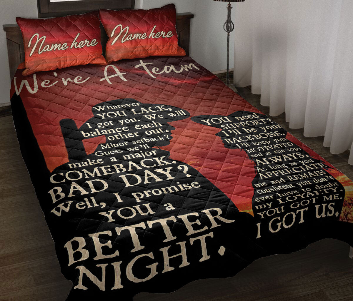 Ohaprints-Quilt-Bed-Set-Pillowcase-Couple-Cowboy-Cowgirl-Red-We-Are-Team-Horse-Lover-Custom-Personalized-Name-Blanket-Bedspread-Bedding-1893-Throw (55'' x 60'')