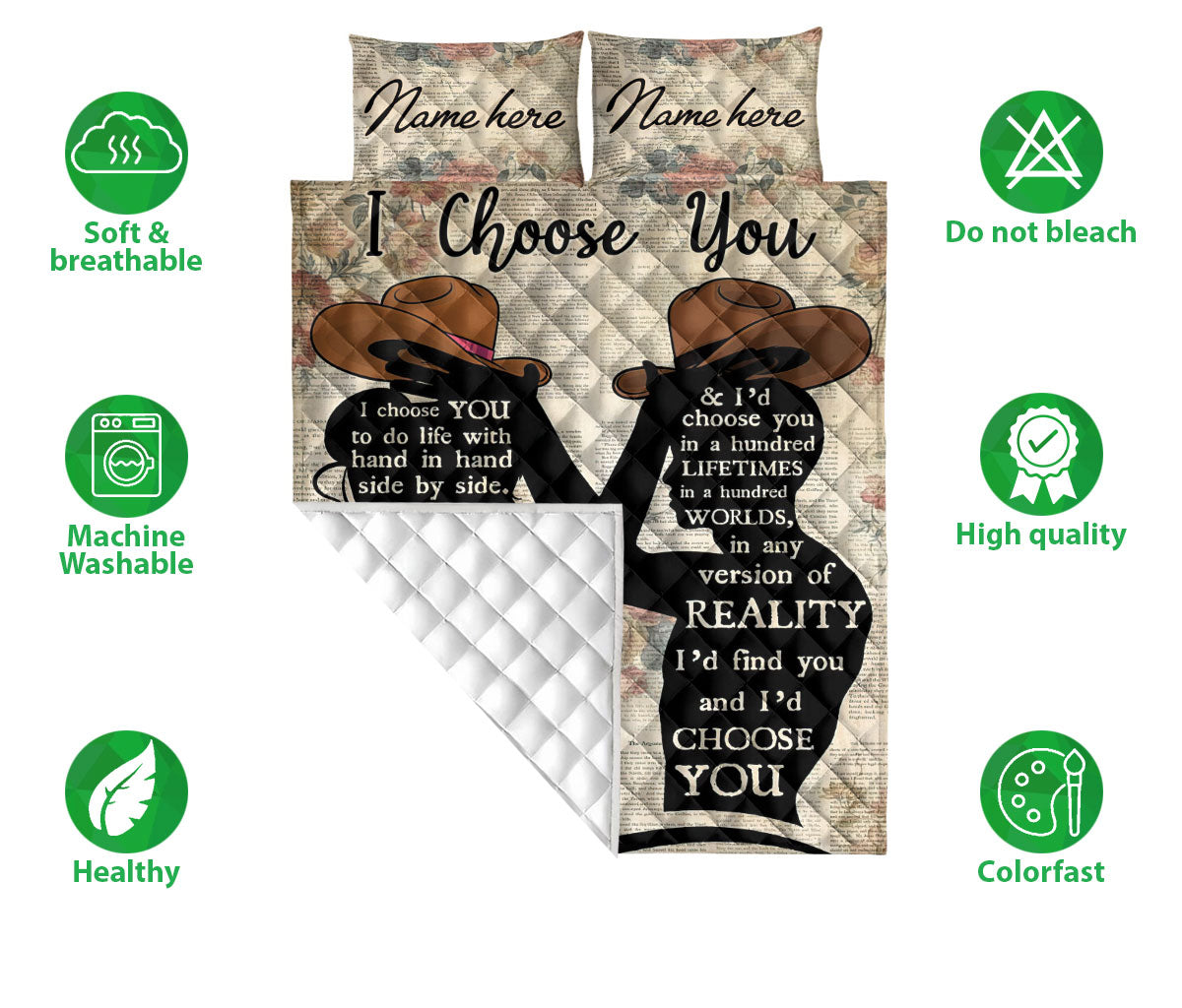 Ohaprints-Quilt-Bed-Set-Pillowcase-I-Choose-You-Cowboy-Cowgirl-Couple-Beige-Valentine-Custom-Personalized-Name-Blanket-Bedspread-Bedding-2586-Double (70'' x 80'')
