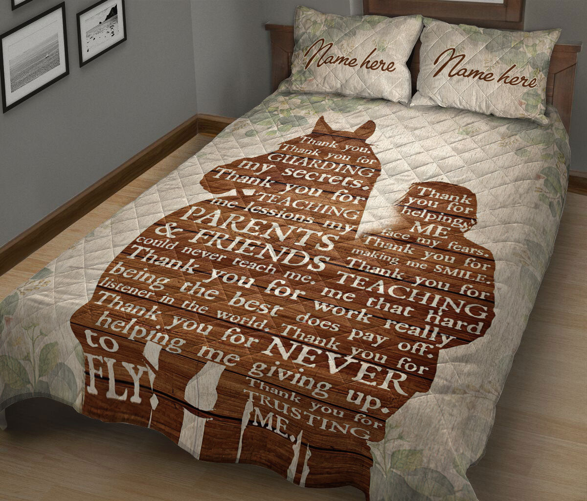 Ohaprints-Quilt-Bed-Set-Pillowcase-Horse-Lover-Cowboy-Cowgirl-Beige-Rustic-Western-Custom-Personalized-Name-Blanket-Bedspread-Bedding-1407-King (90'' x 100'')