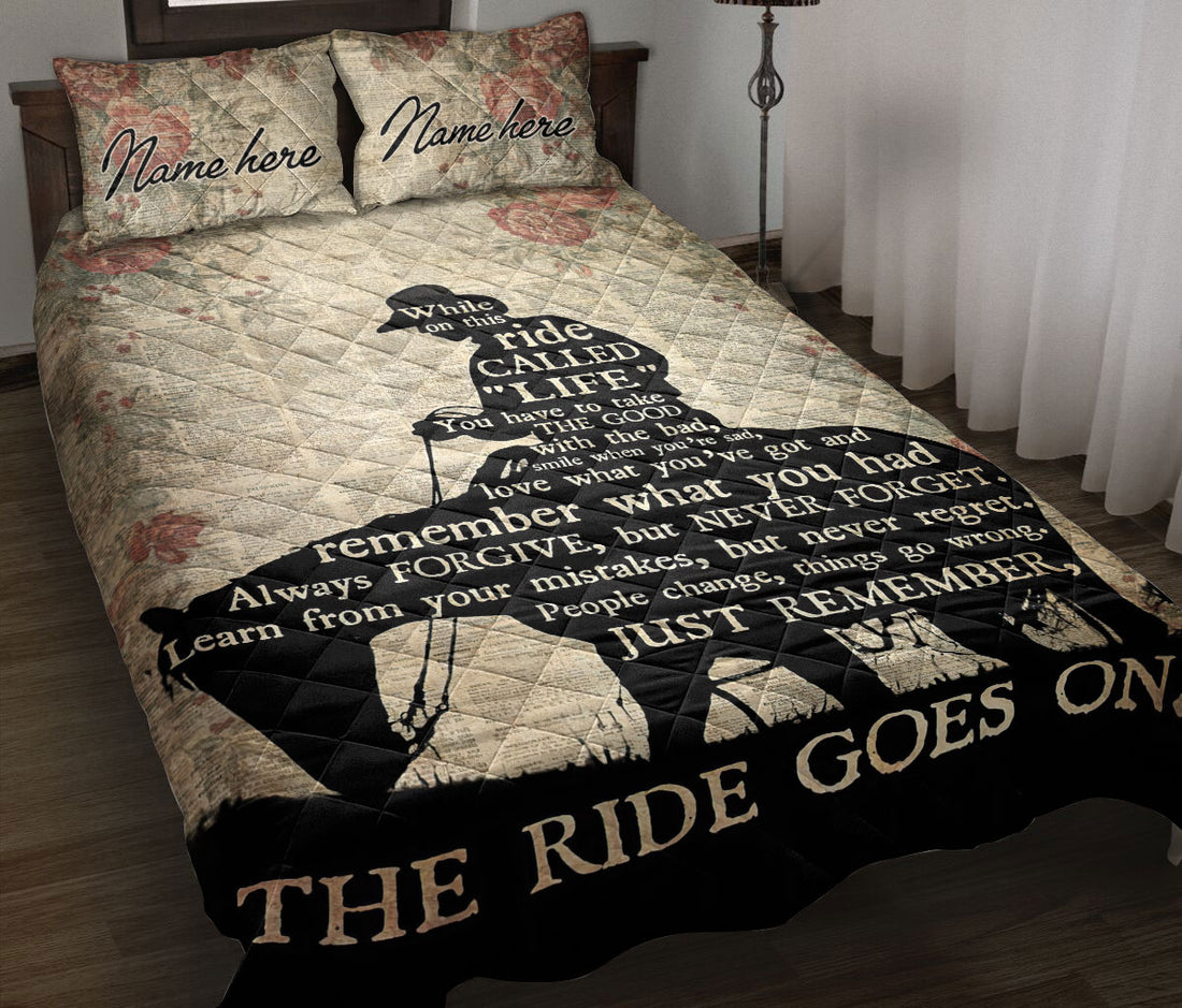 Ohaprints-Quilt-Bed-Set-Pillowcase-The-Ride-Goes-On-Cowboy-Vintage-Horse-Lover-Western-Custom-Personalized-Name-Blanket-Bedspread-Bedding-1995-Throw (55'' x 60'')