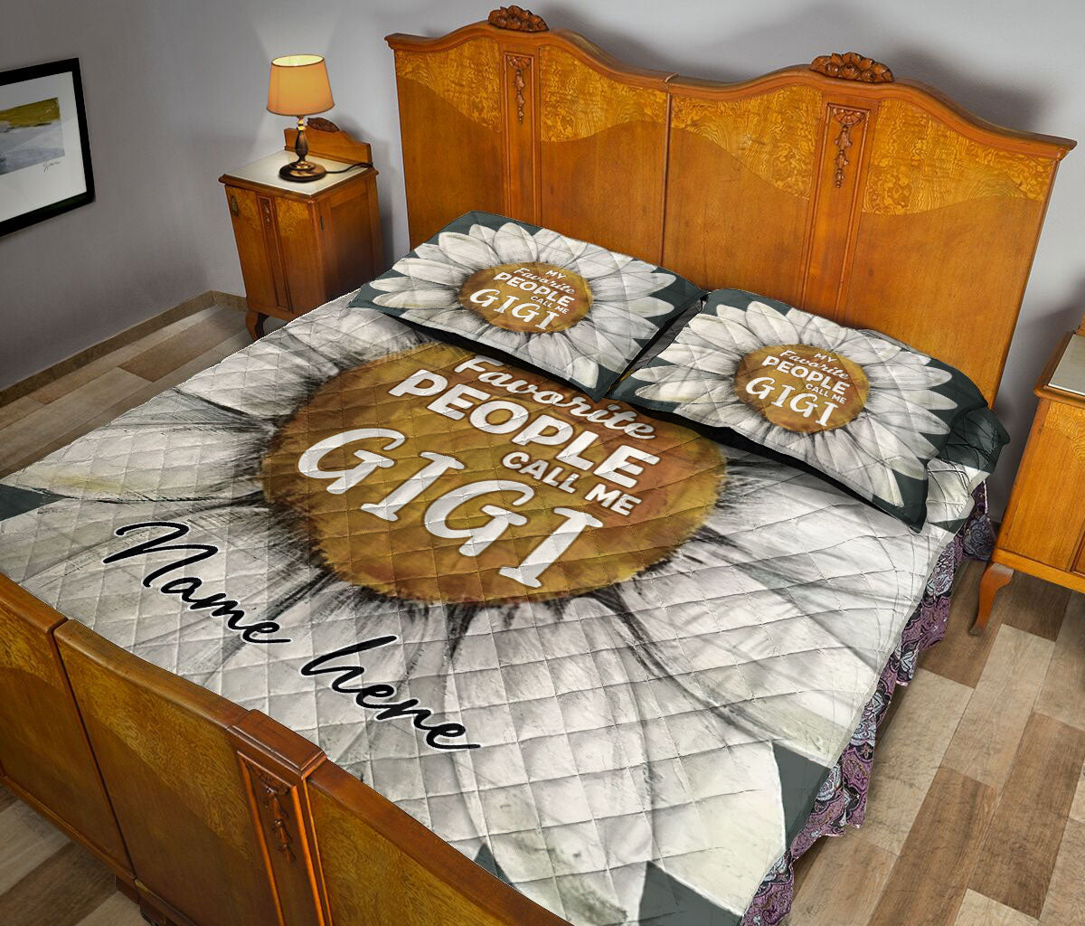 Ohaprints-Quilt-Bed-Set-Pillowcase-White-Daisy-Flower-Grandma-Grandmom-Gigi-Gift-Idea-Custom-Personalized-Name-Blanket-Bedspread-Bedding-1501-Queen (80'' x 90'')