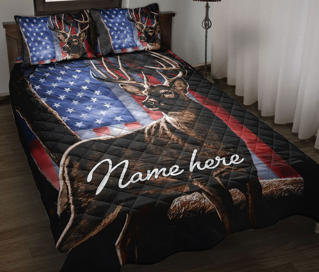 Ohaprints-Quilt-Bed-Set-Pillowcase-3D-Printed-Deer-Buck-Hunter-Hunting-Lover-Gift-Idea-Custom-Personalized-Name-Blanket-Bedspread-Bedding-2685-Throw (55'' x 60'')