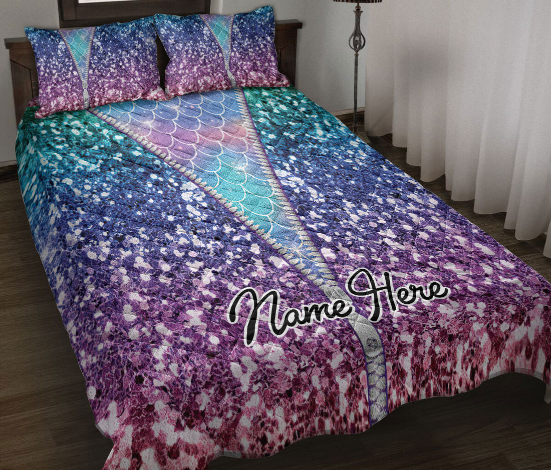 Ohaprints-Quilt-Bed-Set-Pillowcase-Mermaid-Scale-Sea-Ocean-Beach-Lover-Gift-Zipper-Custom-Personalized-Name-Blanket-Bedspread-Bedding-1506-Throw (55'' x 60'')