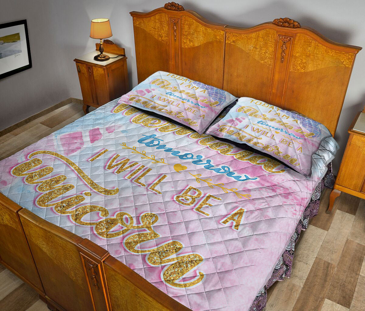 Ohaprints-Quilt-Bed-Set-Pillowcase-Sea-Ocean-Beach-Mermaid-Tail-Unicorn-Lover-Gift-Pink-Blanket-Bedspread-Bedding-2686-Queen (80'' x 90'')