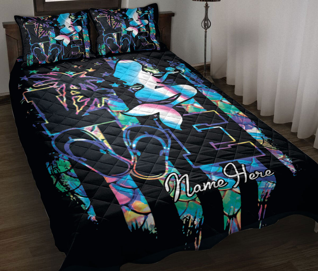 Ohaprints-Quilt-Bed-Set-Pillowcase-Sea-Ocean-Love-Mermaid-Scale-Black-Us-Flag-Hologram-Custom-Personalized-Name-Blanket-Bedspread-Bedding-928-Throw (55'' x 60'')