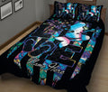 Ohaprints-Quilt-Bed-Set-Pillowcase-Sea-Ocean-Love-Mermaid-Scale-Black-Us-Flag-Hologram-Custom-Personalized-Name-Blanket-Bedspread-Bedding-928-King (90'' x 100'')