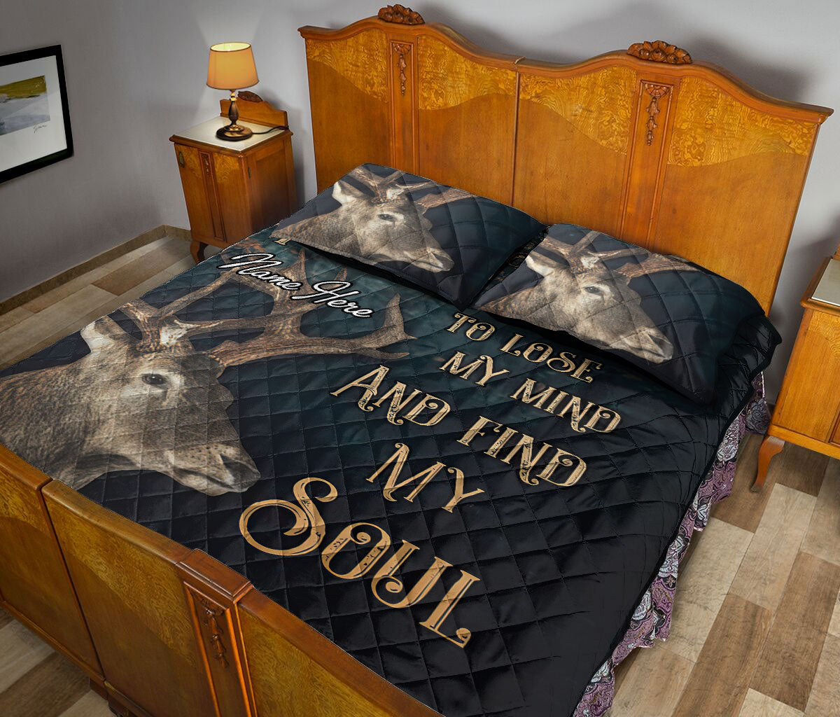 Ohaprints-Quilt-Bed-Set-Pillowcase-Deer-Buck-Into-Forest-I-Go-Hunting-Hunter-Gift-Idea-Custom-Personalized-Name-Blanket-Bedspread-Bedding-2093-Queen (80'' x 90'')